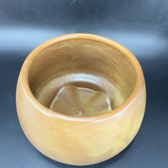 Vintage Footed Flower Pot Planter Bowl Pottery Brown Glaze MCM Decorative Decor - Picture 10 of 14